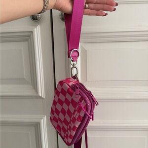 Pink Checkered Emmafy Crossbody Wristlet